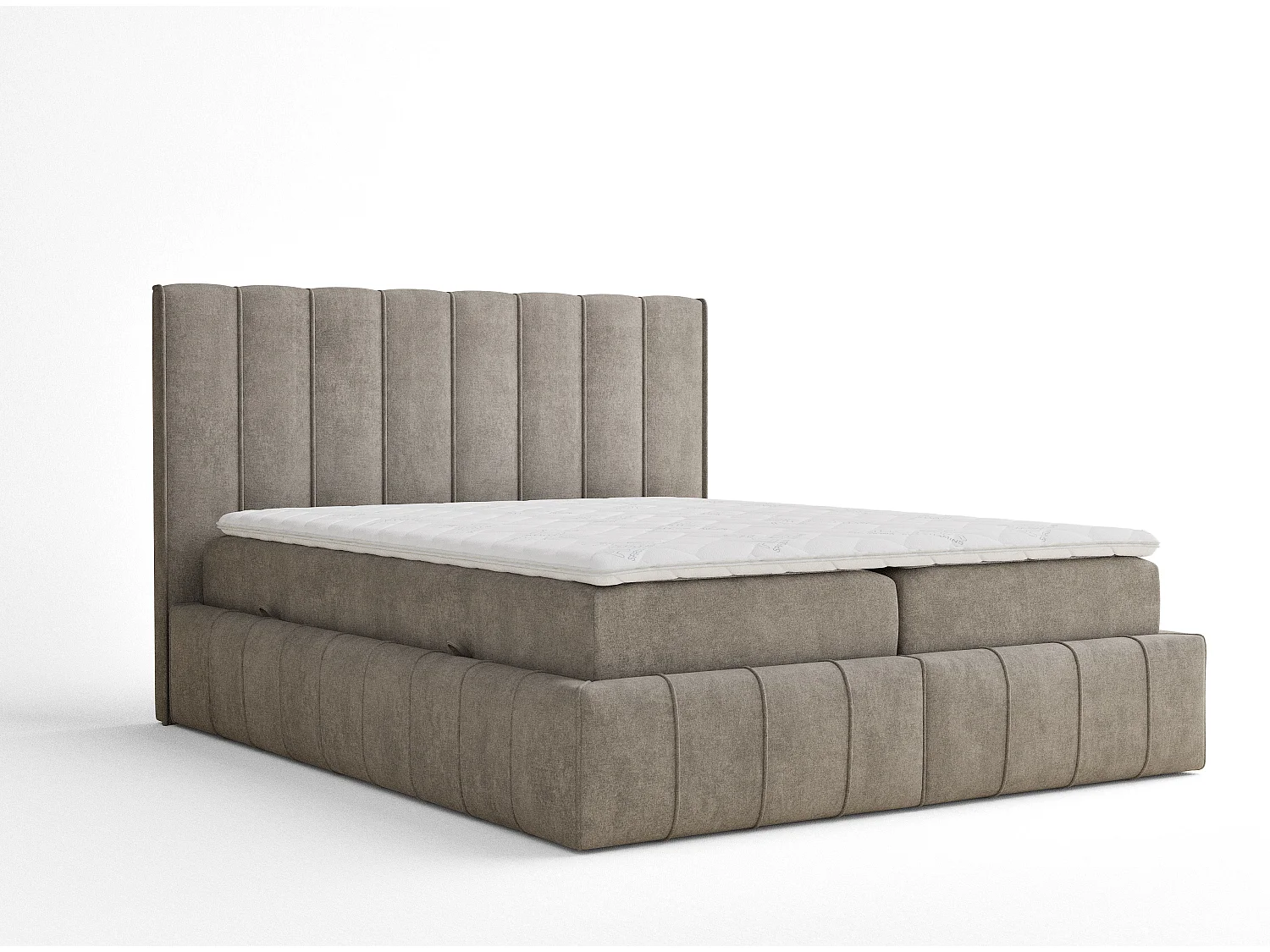 Lit boxspring avec rangement MORETTI - matelas - surmatelas - 200x200 cm - brun