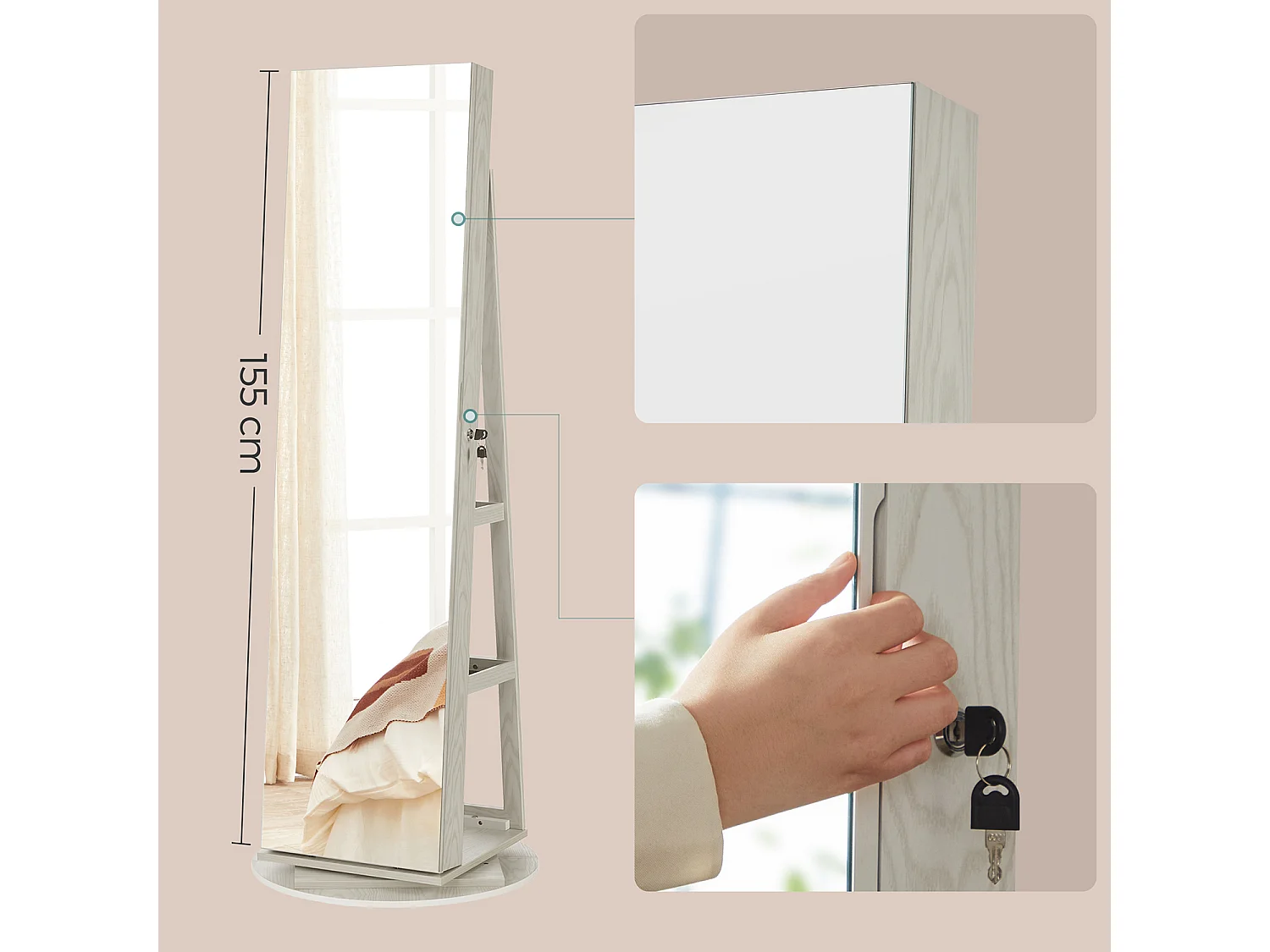 SONGMICS Armoire à bijoux JJC007W01