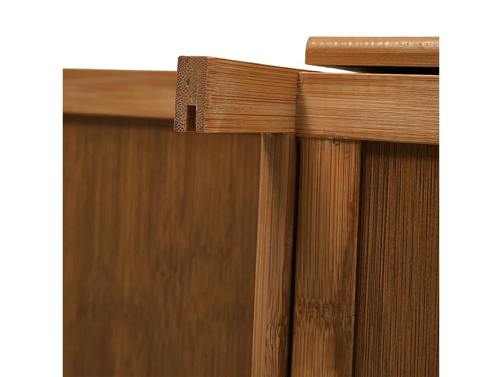 101cm Wooden Coat Rack with Cabinets, Hooks & Side Shelves - Brown