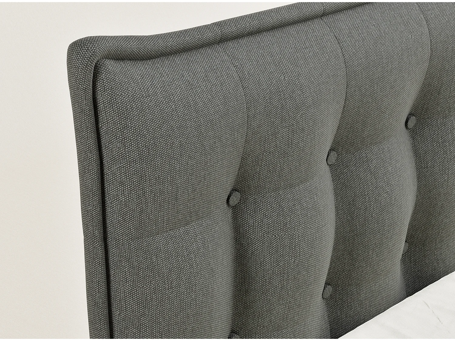 Łóżko boxspring z zagłówkiem + materac + topper - 160x200 cm - grafitowy - FATU