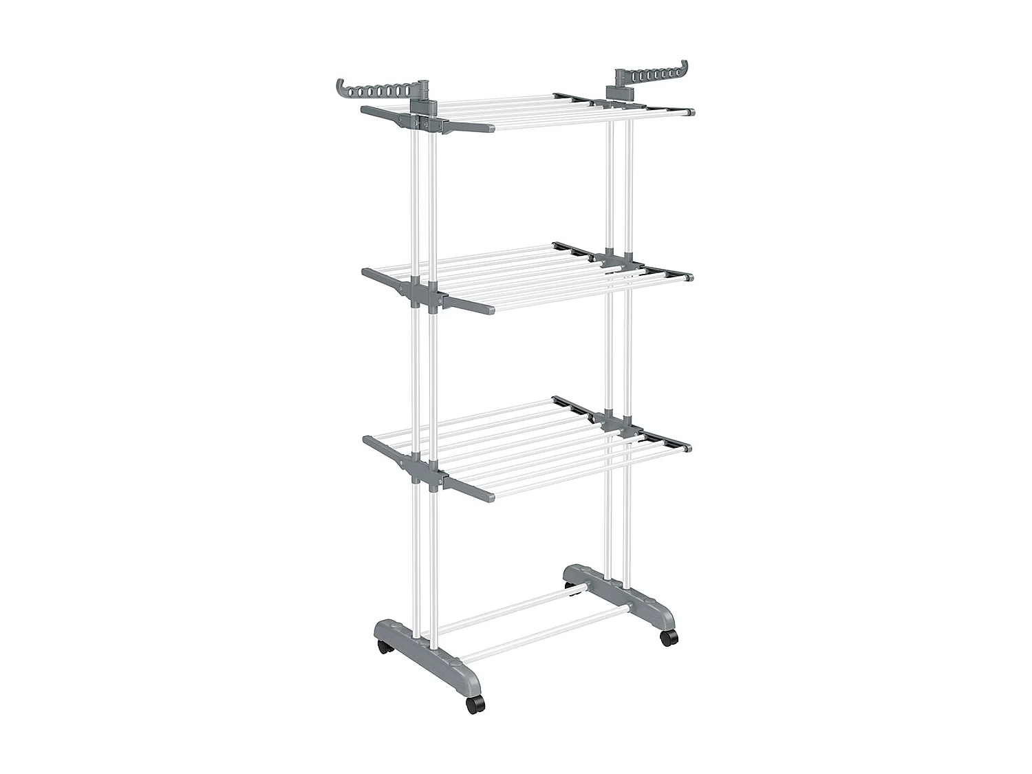 LLR701W01 Portable Clothes Airer with Wheels 4 Levels Foldable 63.5 x 128 x 173 cm, Large Capacity, Easy Assembly, Indoor and Outdoor Use, White