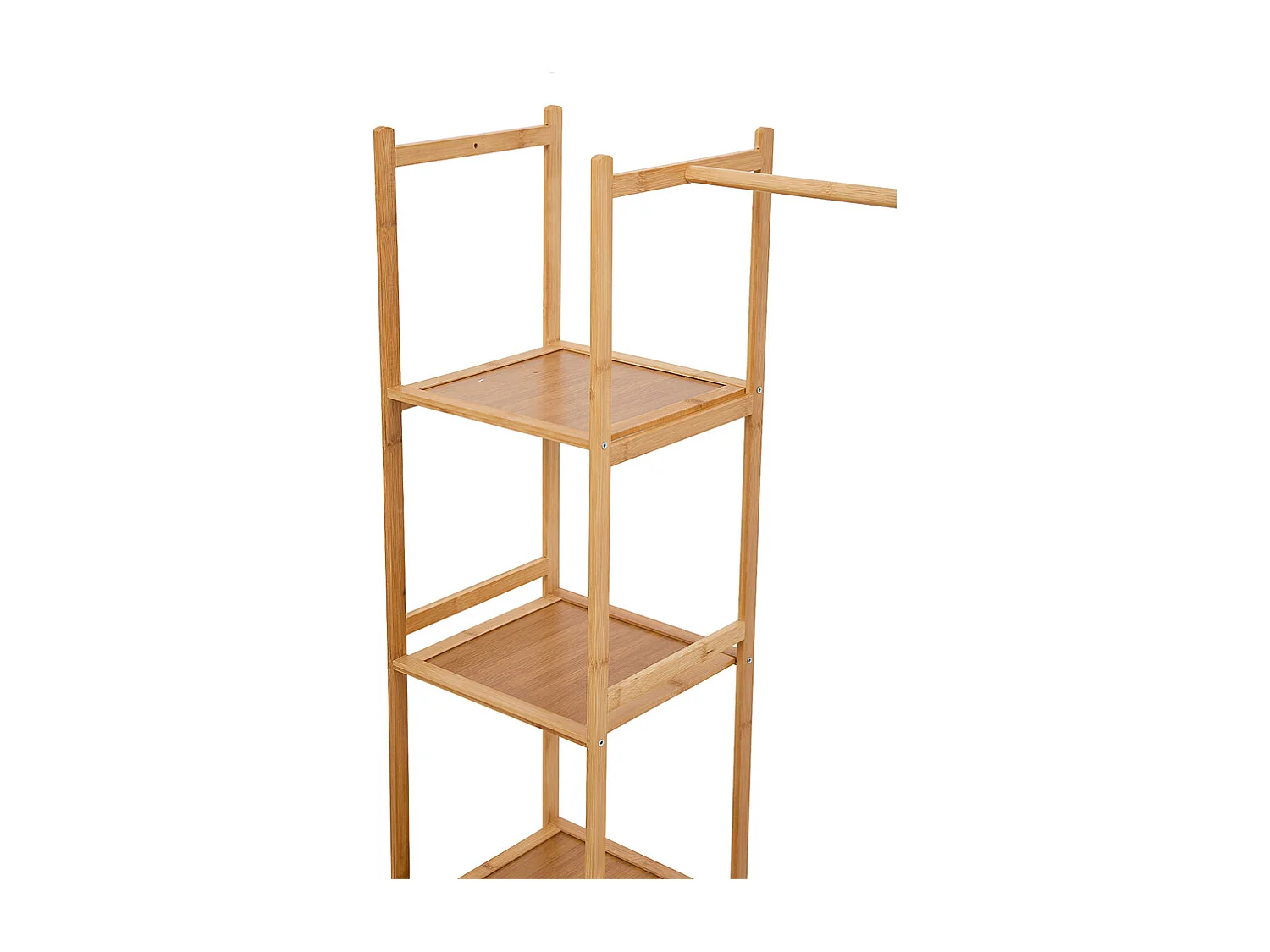 101cm Wooden Coat Rack with Cabinets, Hooks & Side Shelves - Natural