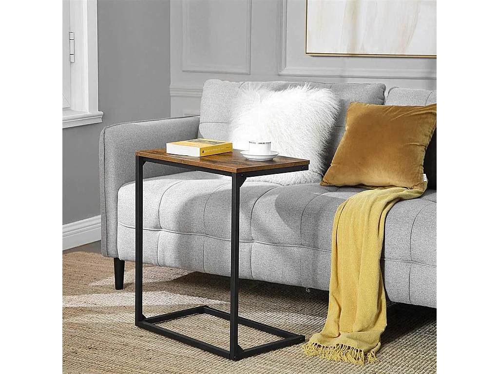 VASAGLE Side Table, Small Sofa Table, End Table, Laptop Table, for Bedroom, Living Room, Work in Bed or on The Sofa, Simple Structure, Stable, Industrial Style,