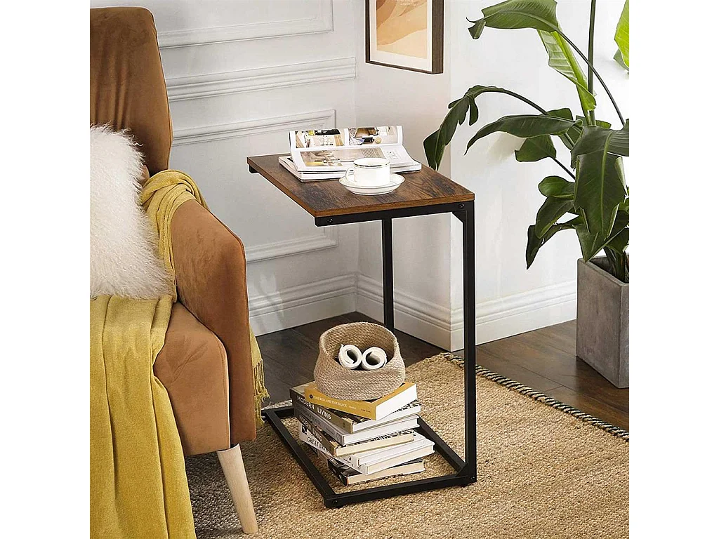VASAGLE Side Table, Small Sofa Table, End Table, Laptop Table, for Bedroom, Living Room, Work in Bed or on The Sofa, Simple Structure, Stable, Industrial Style,