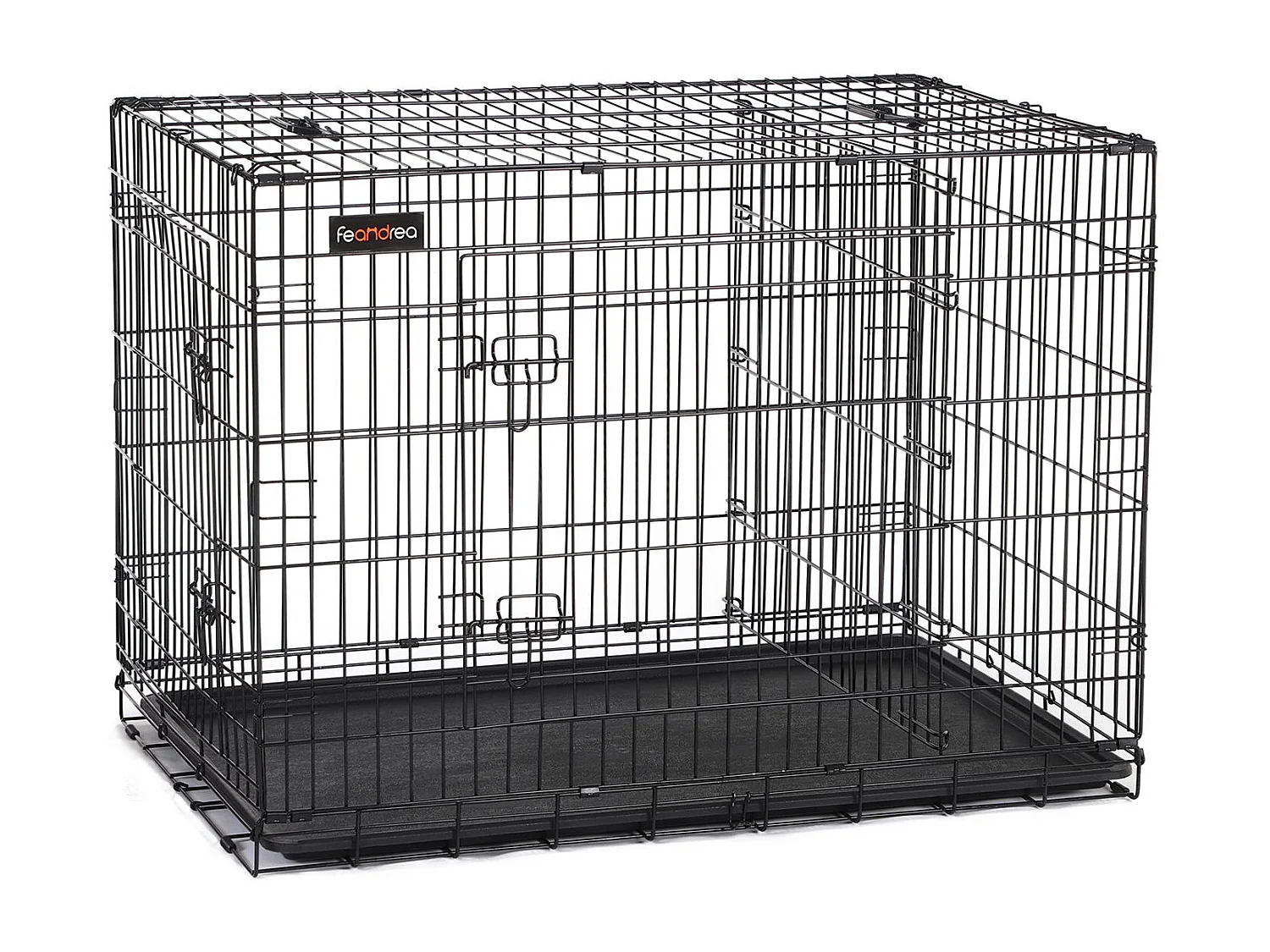 FEANDREA Hundebur, Hundekasse med 2 døre, 122 x 74,5 x 80,5 cm, Sort PPD48BK