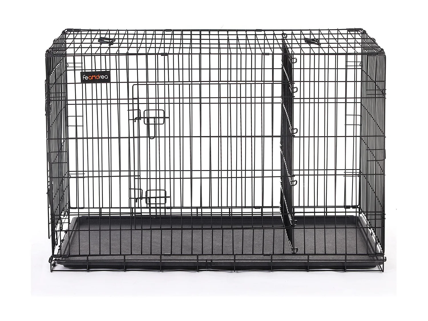 FEANDREA Hundebur, Hundekasse med 2 døre, 122 x 74,5 x 80,5 cm, Sort PPD48BK