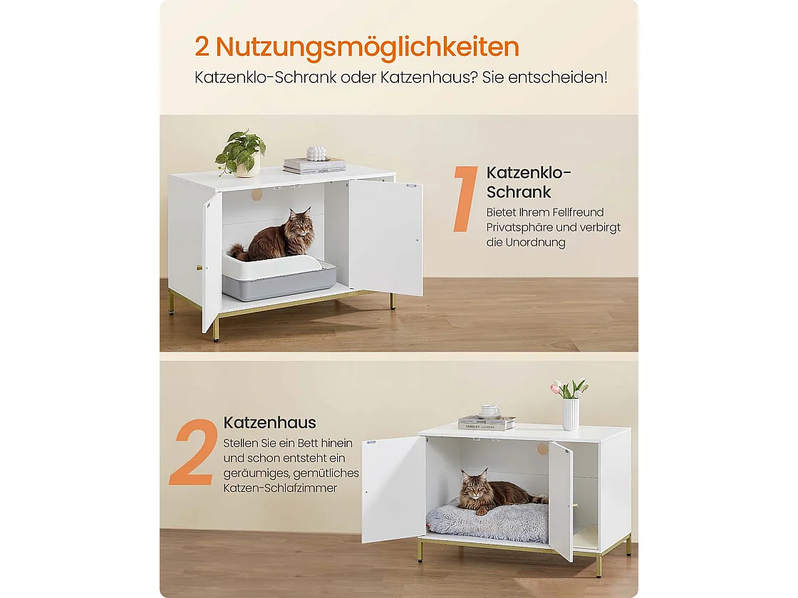 Kattebakkekabinet med kradsemåtte 90 x 48 x 61,5 cm hvidguldfarvet