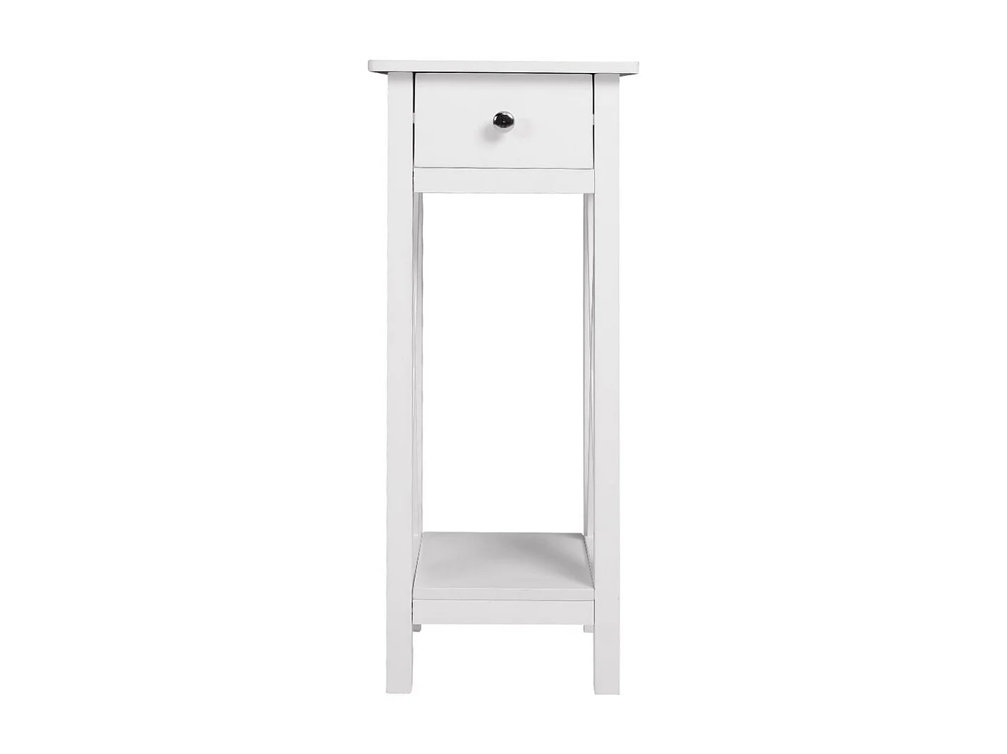 Wooden Console Table with X-Shaped Sides and Slim Drawer - White
