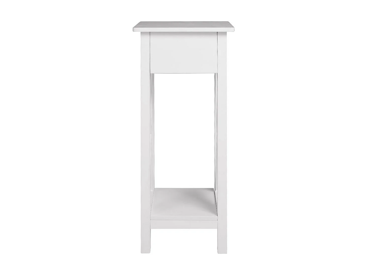 Wooden Console Table with X-Shaped Sides and Slim Drawer - White