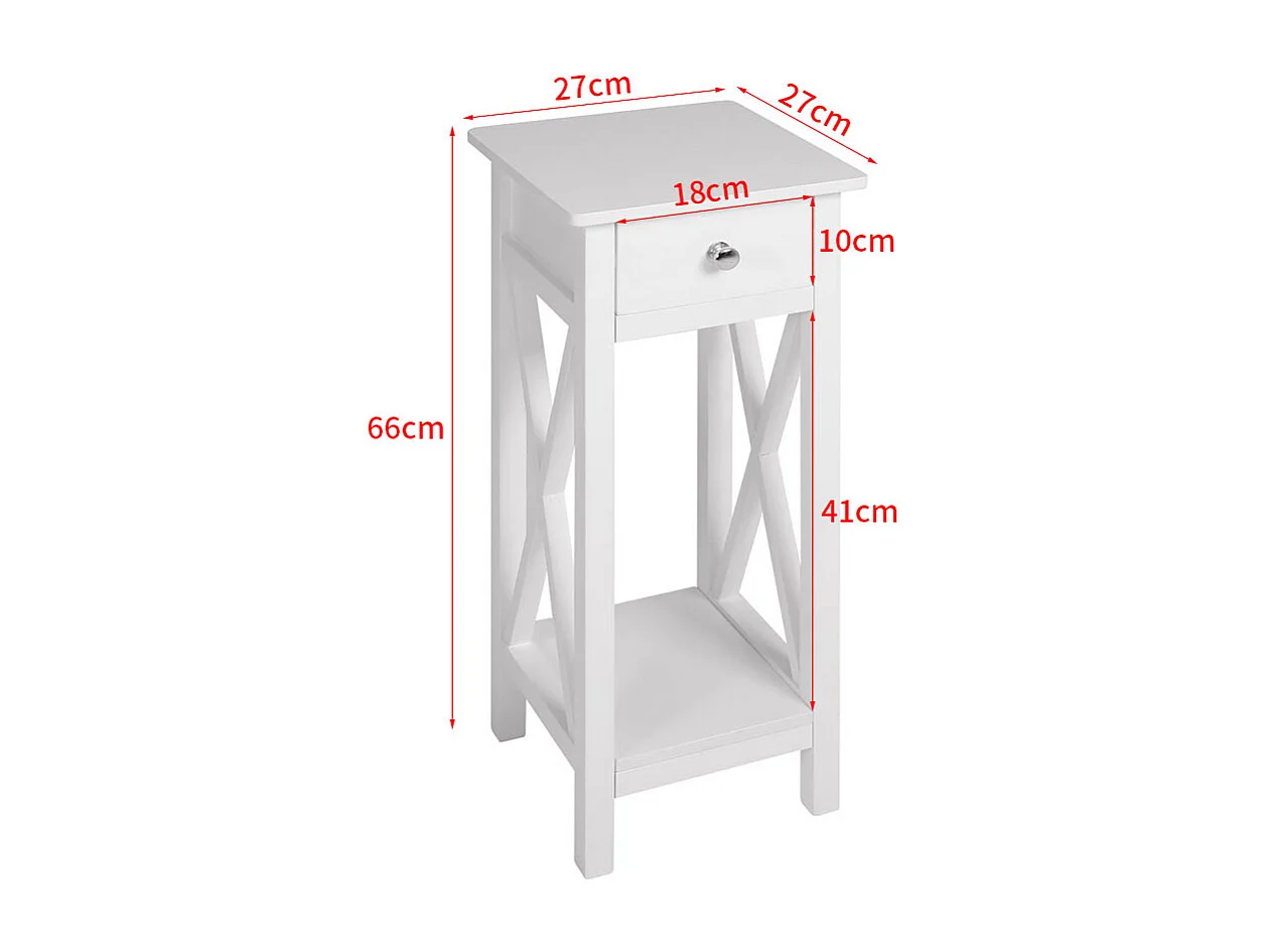 Wooden Console Table with X-Shaped Sides and Slim Drawer - White