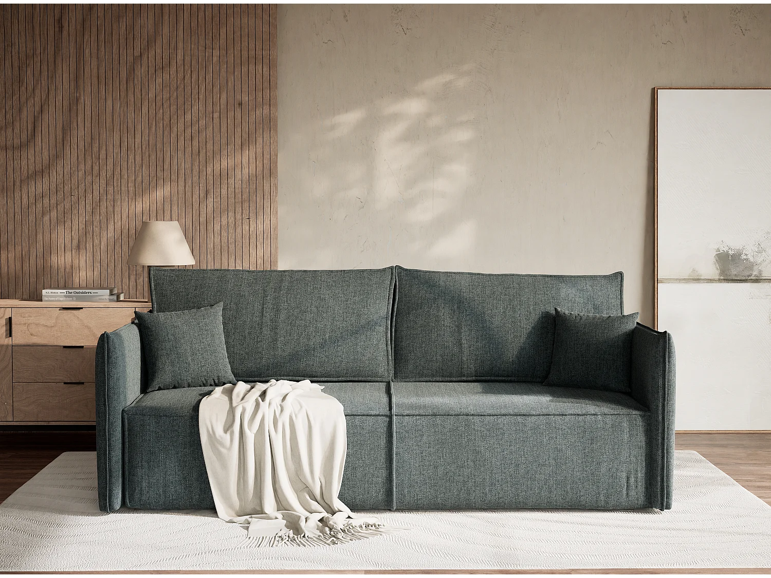 Sofa 3-Sitzer mit Schlaffunktion - Webstoff - blau - OBRA