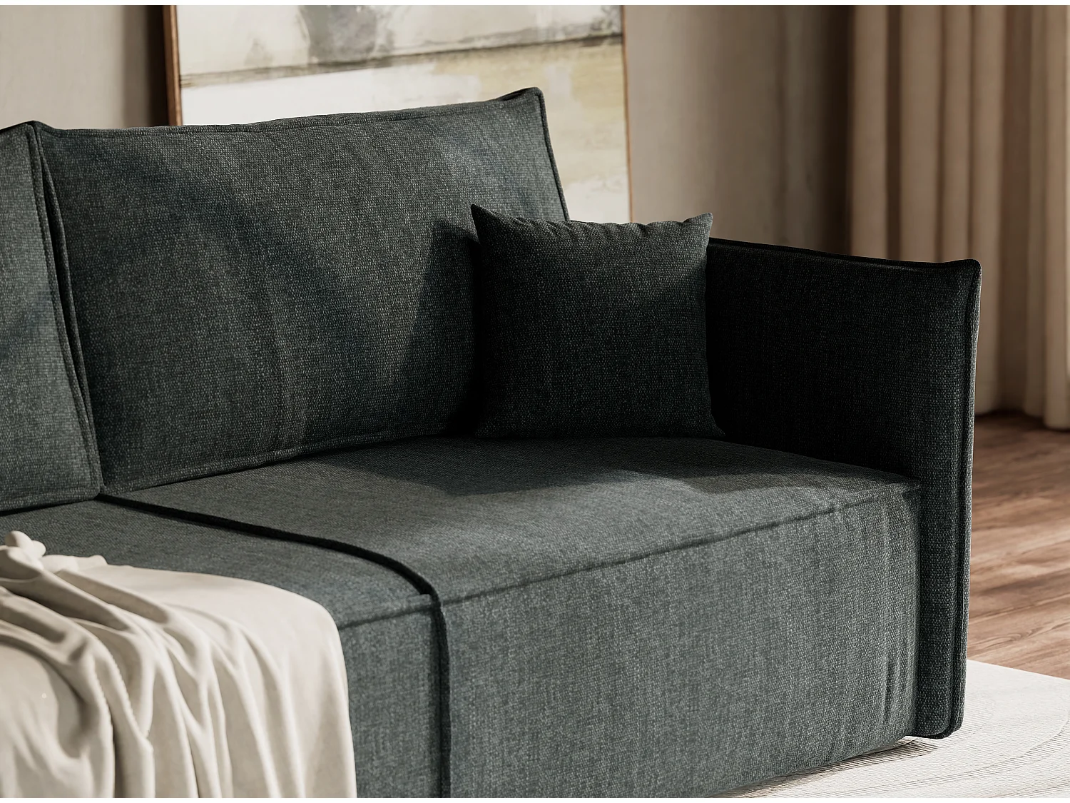 Sofa 3-Sitzer mit Schlaffunktion - Webstoff - blau - OBRA