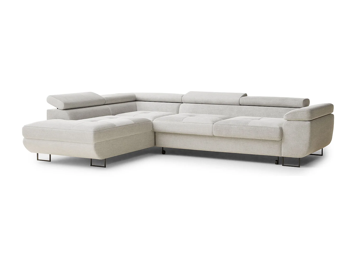 Canapé d'angle gauche convertible en tissu chenille beige gris CONCORD