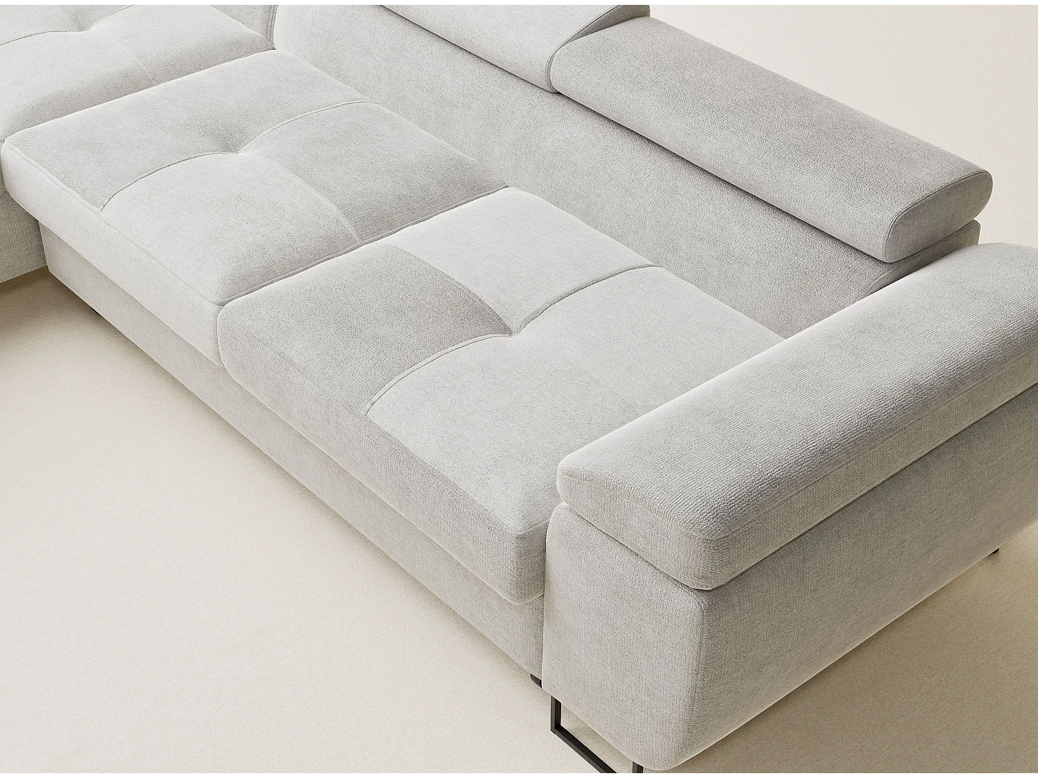 Canapé d'angle gauche convertible en tissu chenille beige gris CONCORD