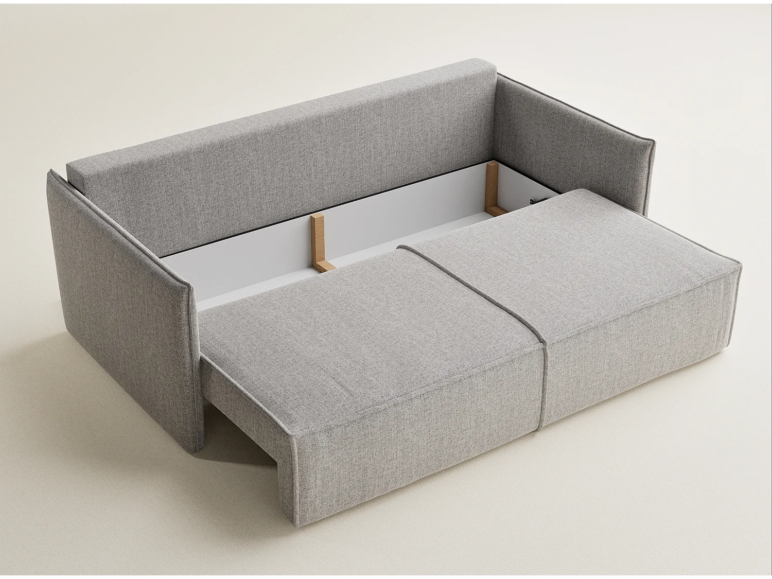 Canapé 3 places convertible en tissu tressé beige gris OBRA