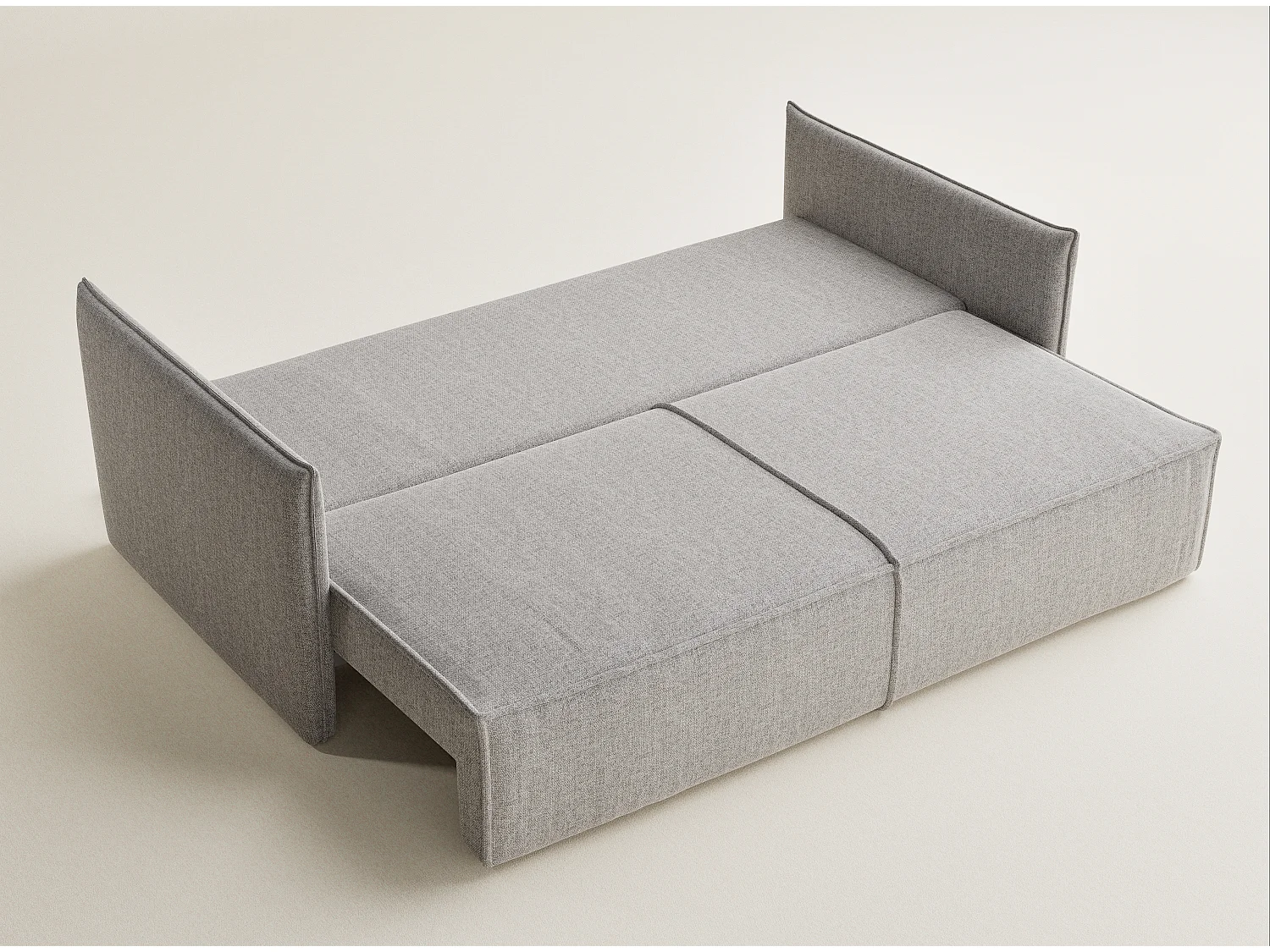 Canapé 3 places convertible en tissu tressé beige gris OBRA