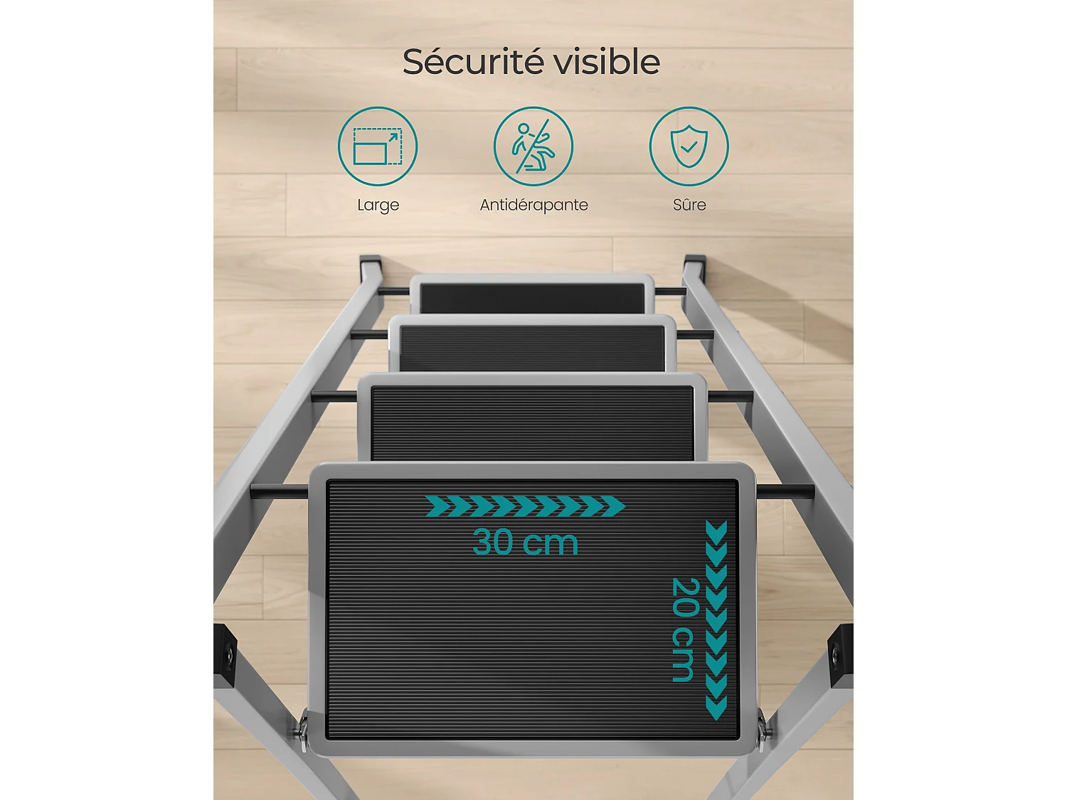 Marchepied 4 marches pliable charge 150 kg gris tourterelle