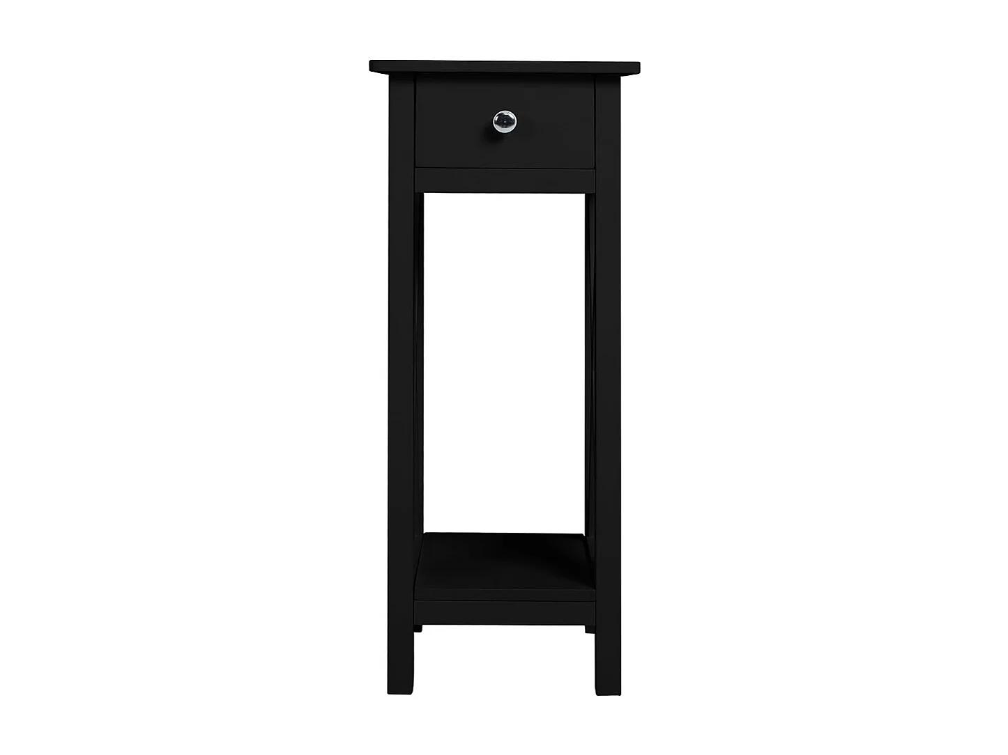 Wooden Console Table with X-Shaped Sides and Slim Drawer - Black