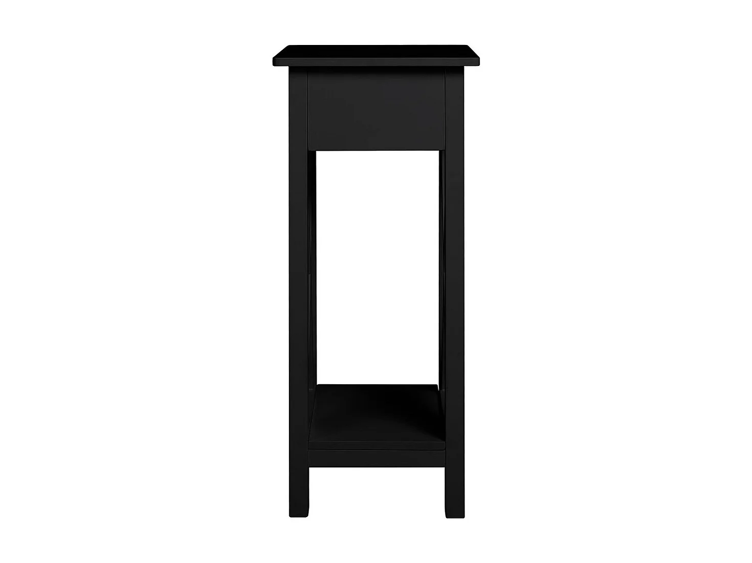 Wooden Console Table with X-Shaped Sides and Slim Drawer - Black