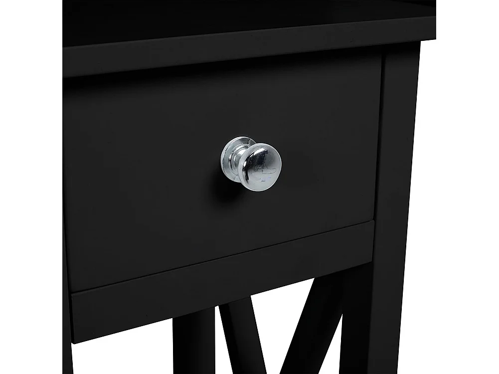 Wooden Console Table with X-Shaped Sides and Slim Drawer - Black