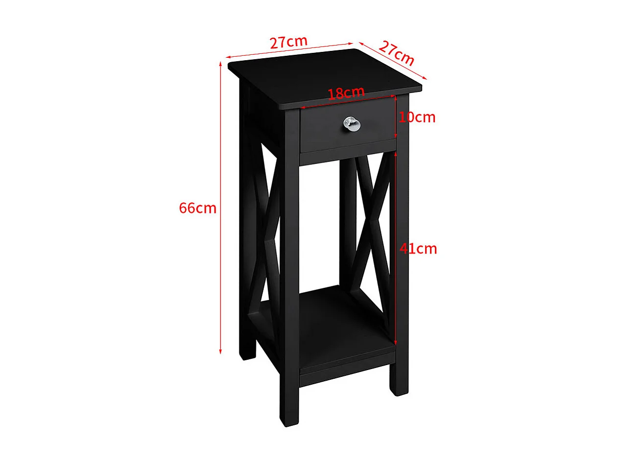 Wooden Console Table with X-Shaped Sides and Slim Drawer - Black