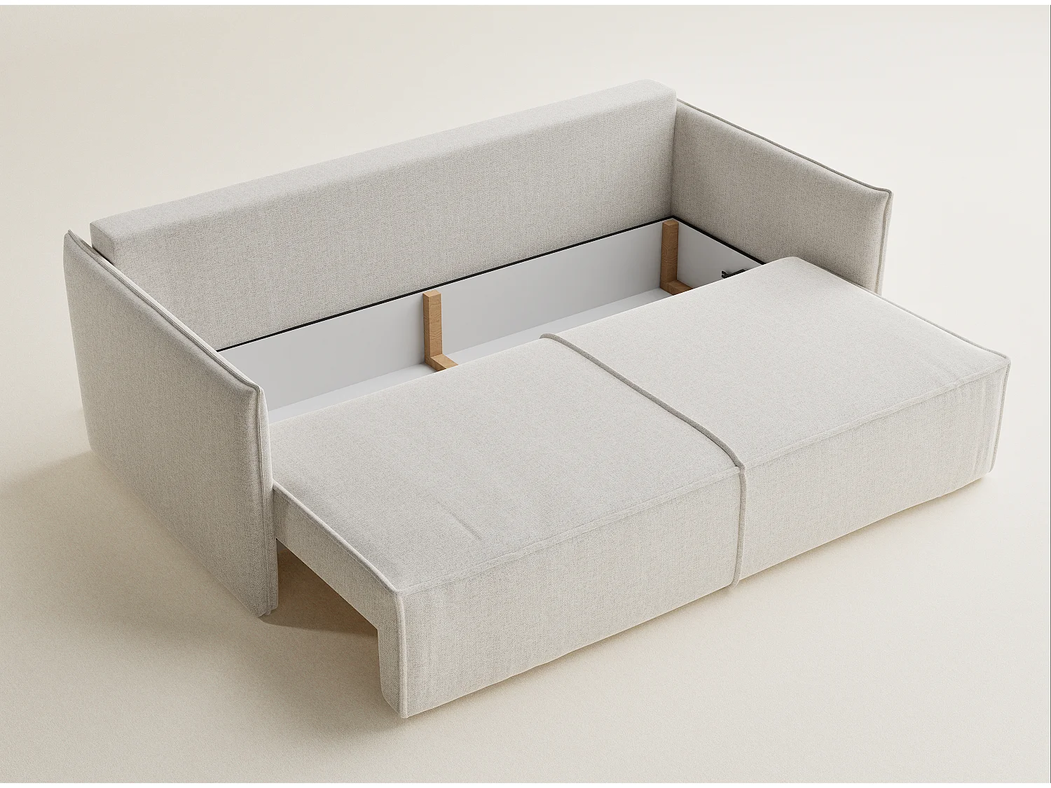 Canapé 3 places convertible en tissu tressé hellbeige OBRA