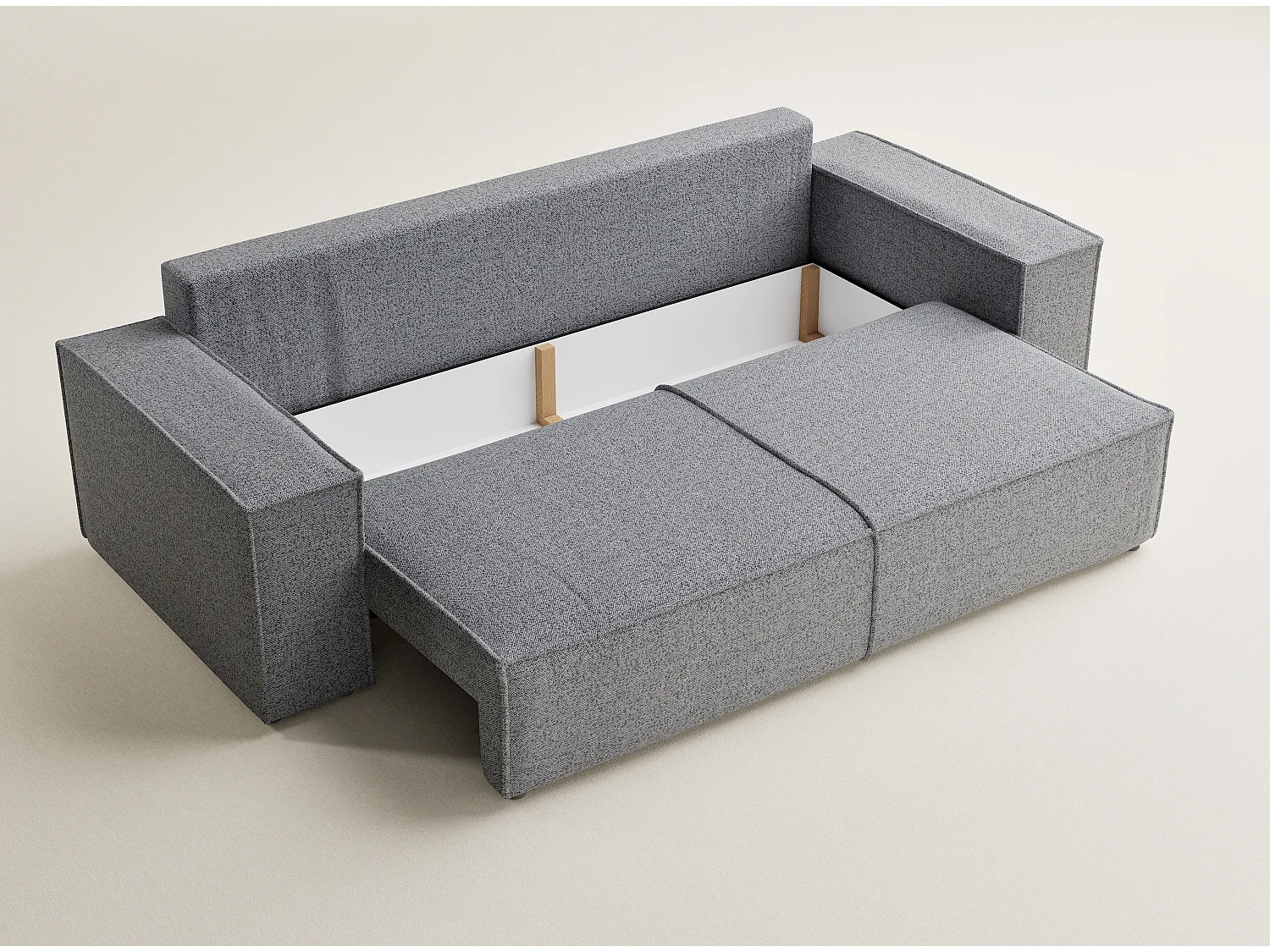 Canapé 3 places convertible en tissu tressé gris clair MILOS