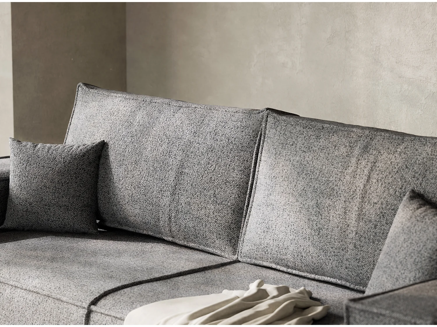 Canapé 3 places convertible en tissu tressé gris clair MILOS