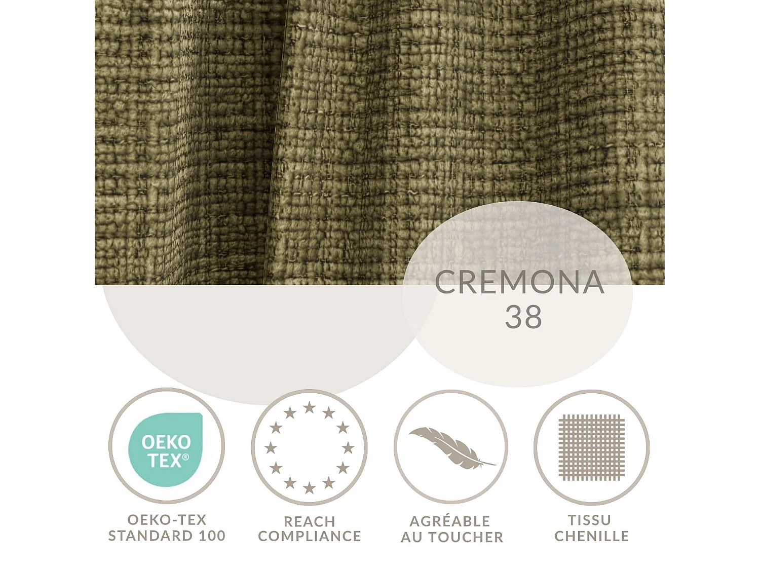 Canapé d'angle panoramique convertible en tissu chenille vert olive DESEO