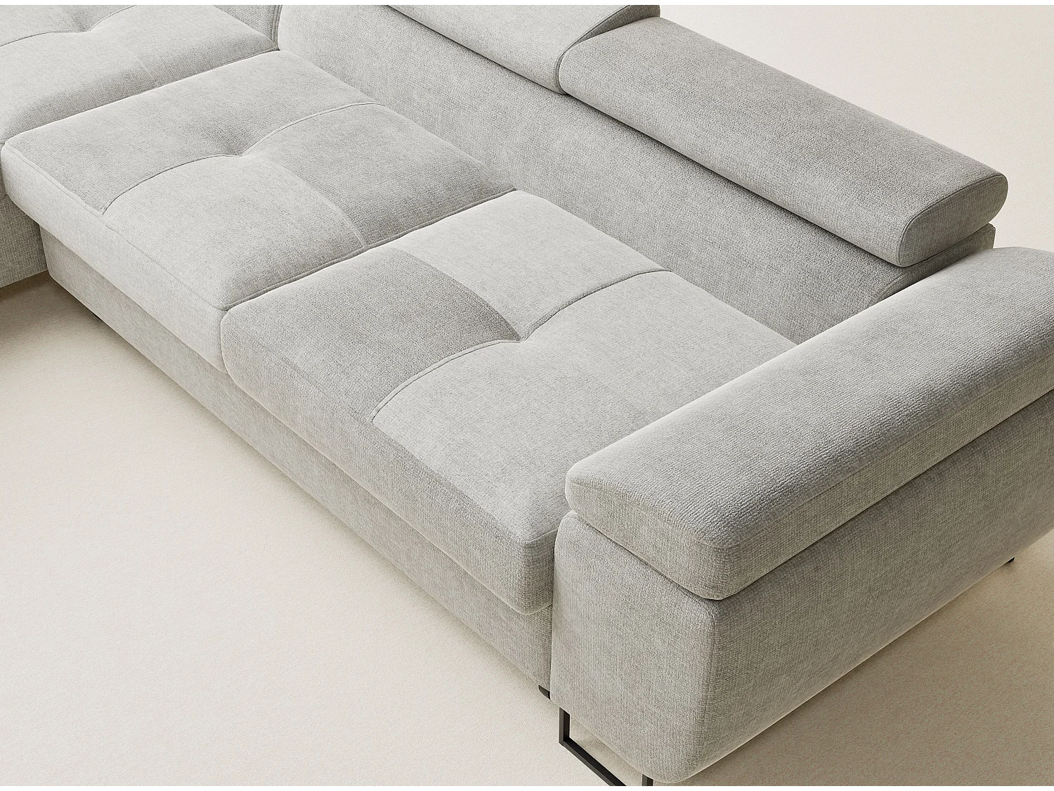 Canapé d'angle gauche convertible en tissu chenille gris CONCORD