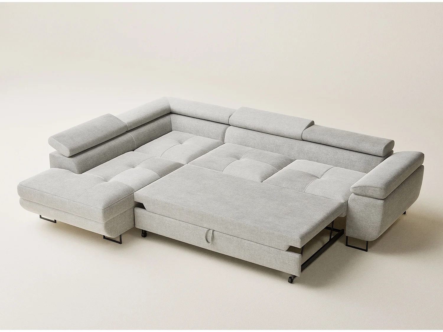 Canapé d'angle gauche convertible en tissu chenille gris CONCORD