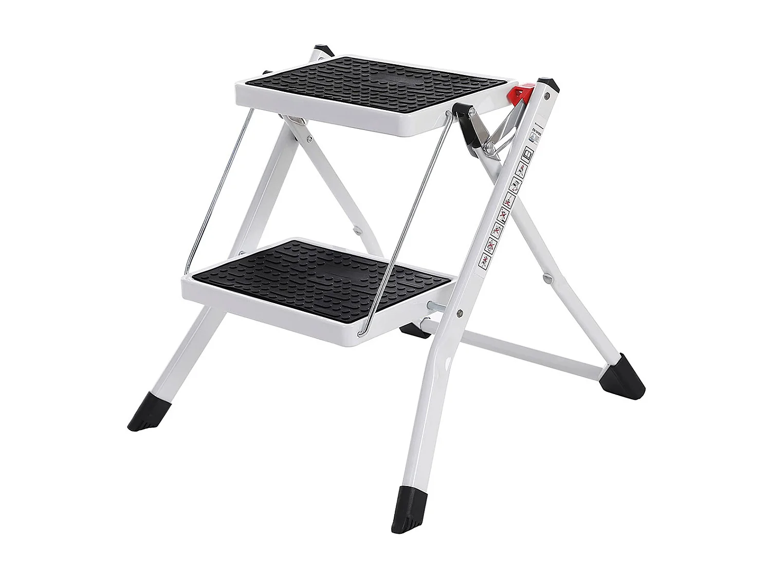 SONGMICS 2 Step Ladder, Heavy Duty Steel, Folding, Portable with Anti-Slip Mat Max. Load Capacity up to 150 kg Tested and Certified by TÜV Rheinland GSL02WT