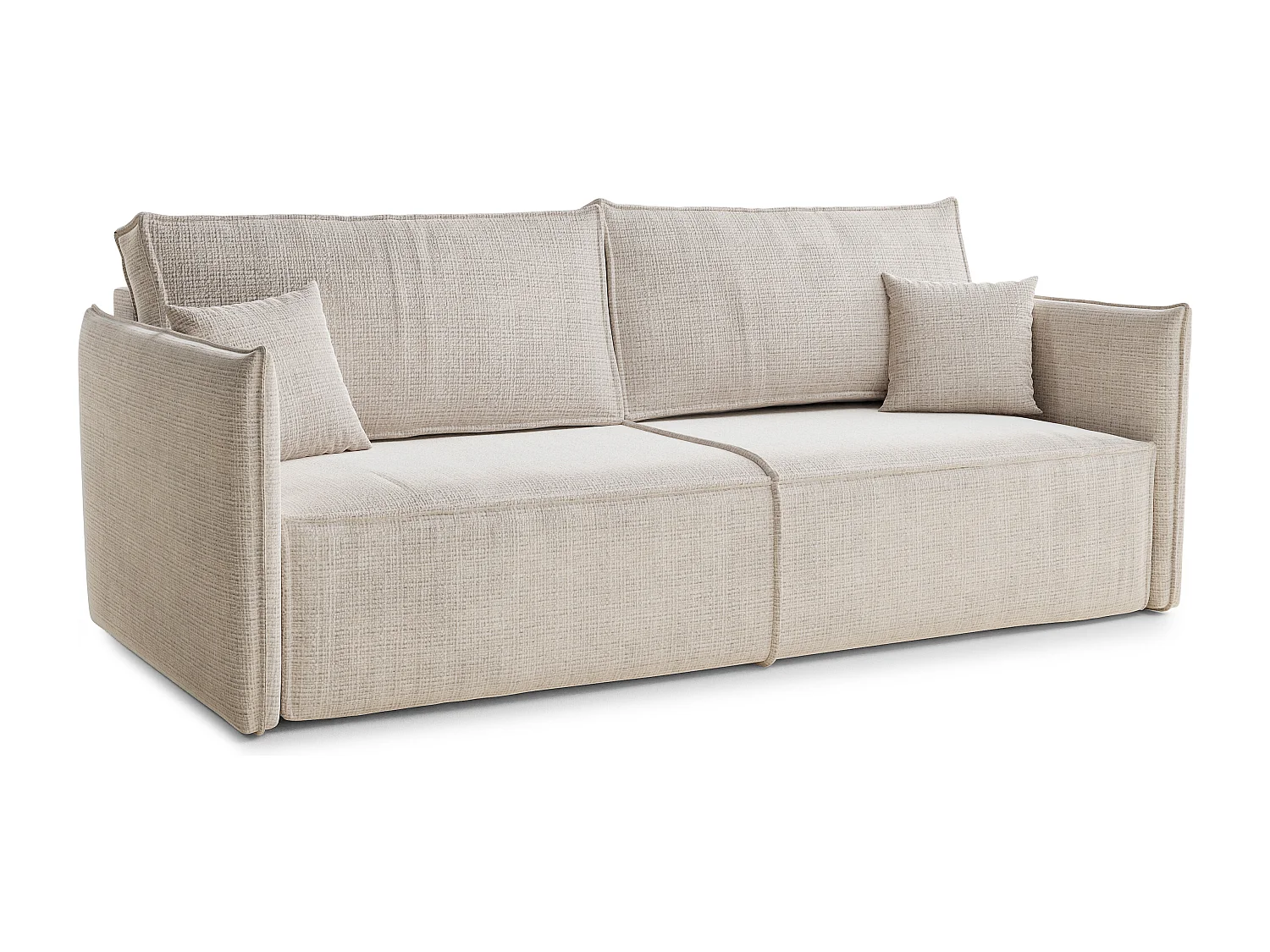 Canapé 3 places convertible en tissu chenille creme OBRA