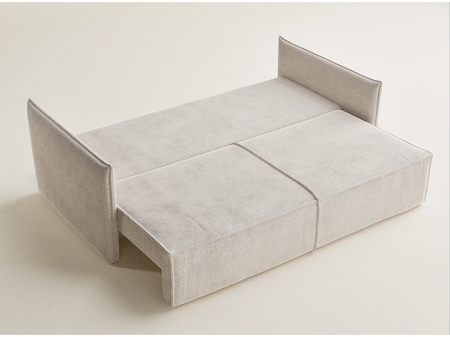 Canapé 3 places convertible en tissu chenille creme OBRA