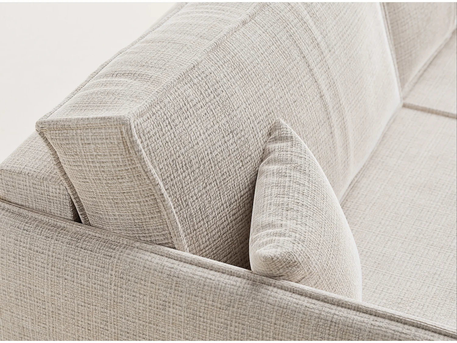 Canapé 3 places convertible en tissu chenille creme OBRA