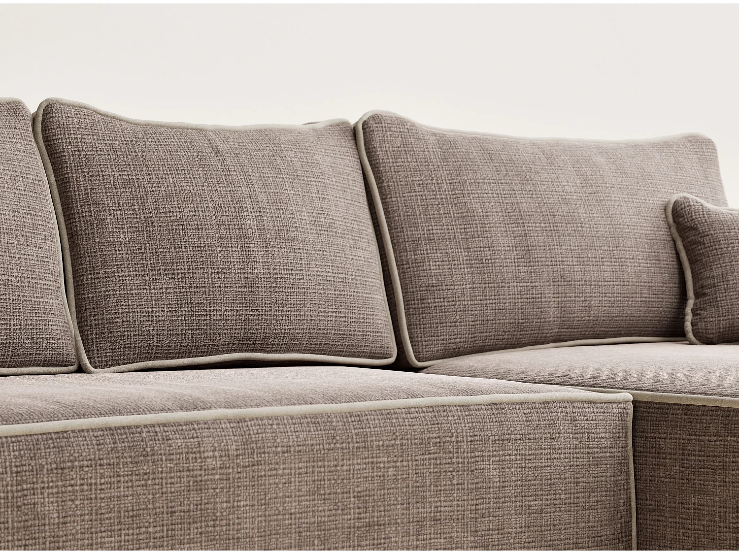 Canapé d'angle droit convertible en tissu chenille brun-beige MODO