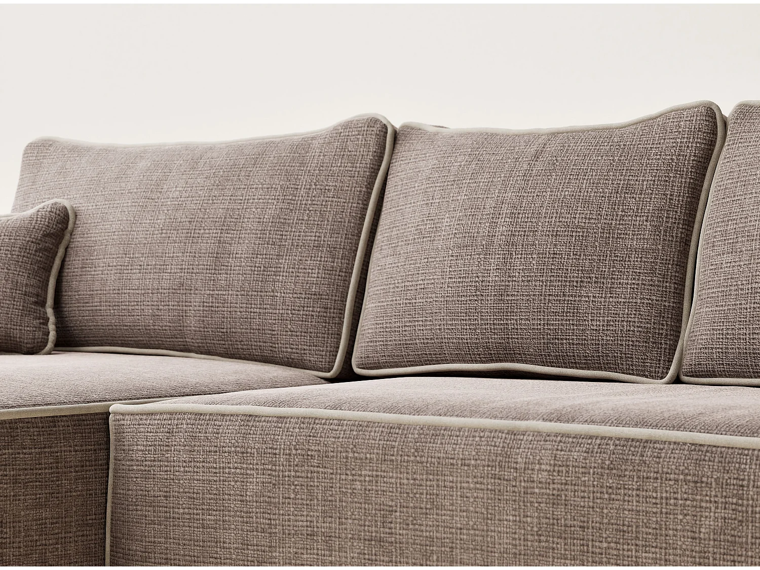 Canapé d'angle gauche convertible en tissu chenille brun-beige MODO