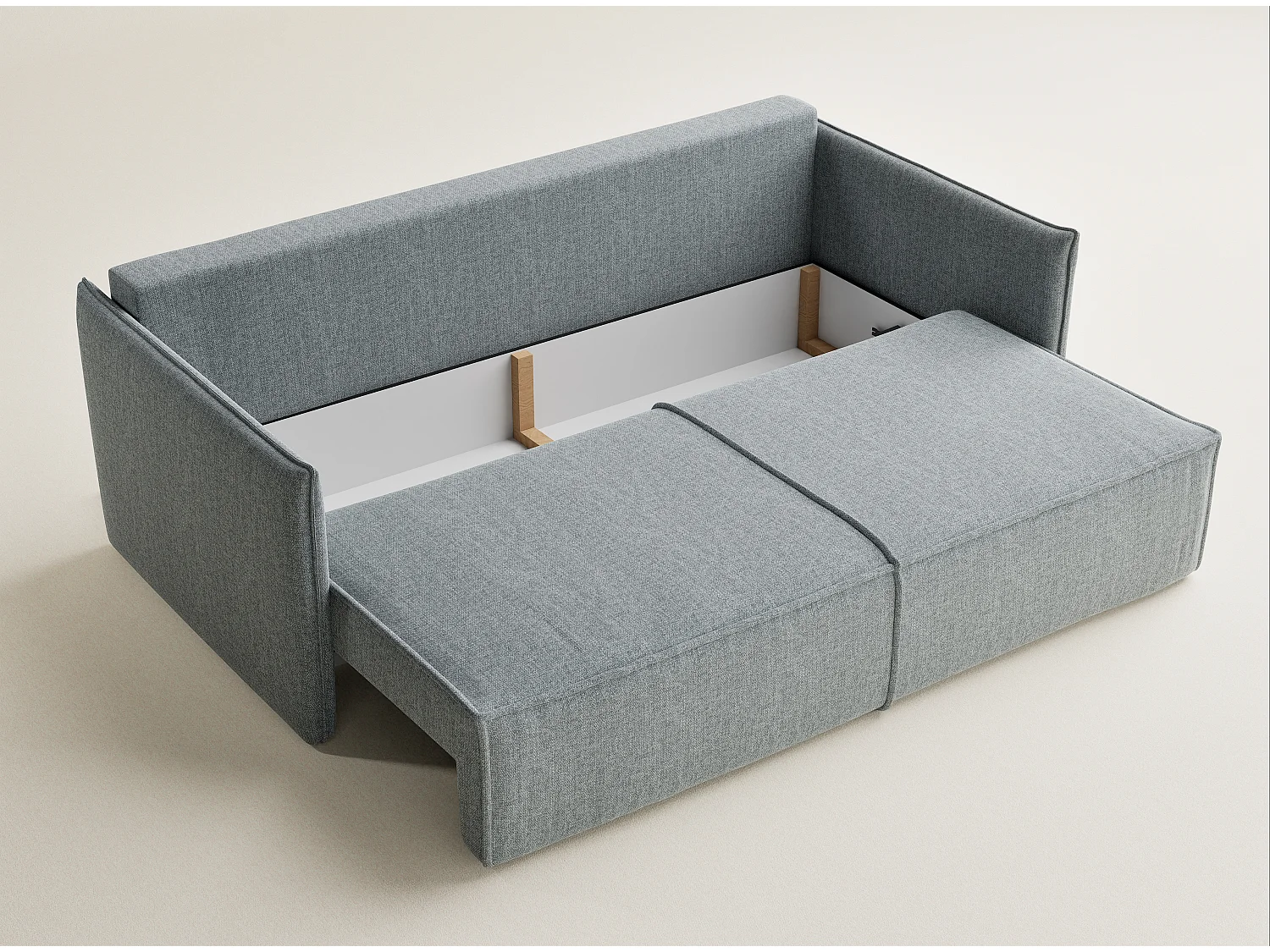 Sofa 3-Sitzer mit Schlaffunktion - Webstoff - blau grau - OBRA