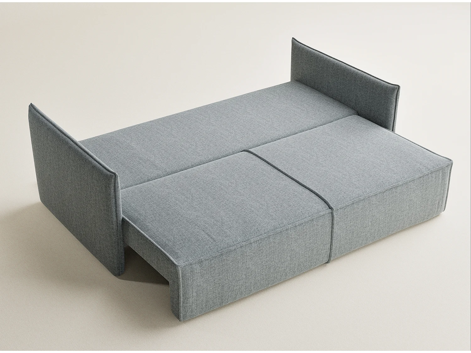 Sofa 3-Sitzer mit Schlaffunktion - Webstoff - blau grau - OBRA