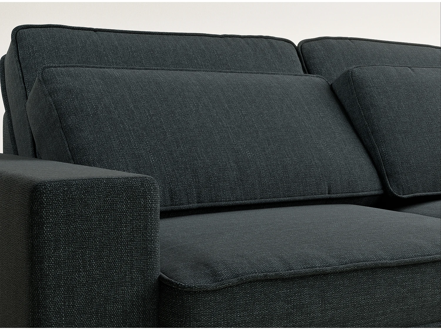 Canapé d'angle droit 5 places en tissu tressé turquoise KIROU