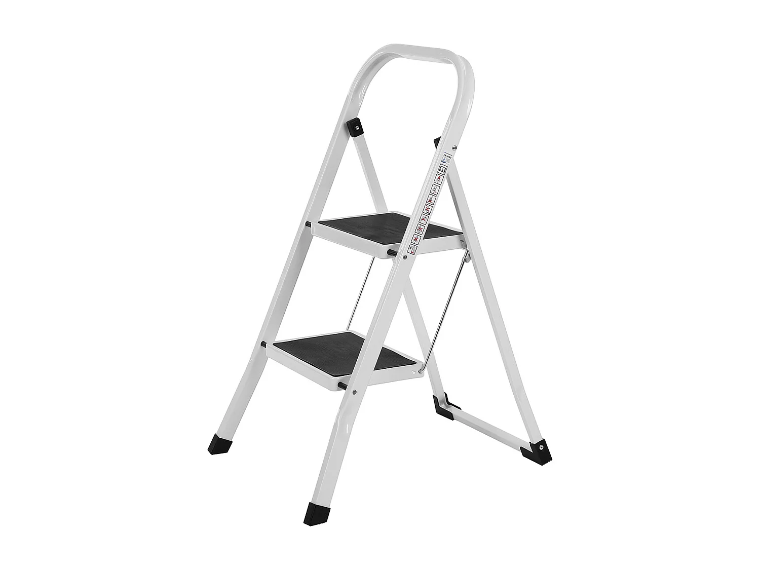 Songmics GSL12WT Folding Step Ladder with 2 Steps, Folding Section, Safety Locking Mechanism, Easy to Store, Load Capacity 150 kg, TÜV Rheinland-Tested to EN14183