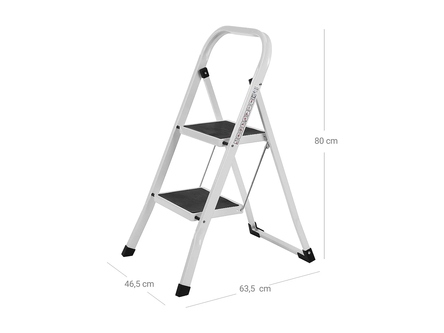 Songmics GSL12WT Folding Step Ladder with 2 Steps, Folding Section, Safety Locking Mechanism, Easy to Store, Load Capacity 150 kg, TÜV Rheinland-Tested to EN14183