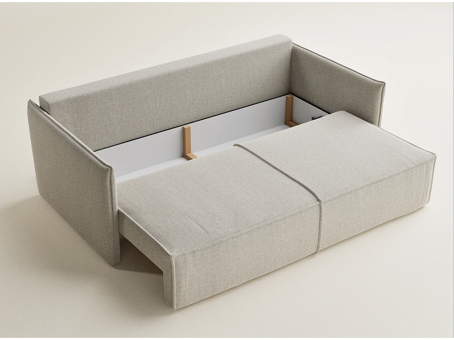 Sofa 3-Sitzer mit Schlaffunktion - Webstoff - beige - OBRA