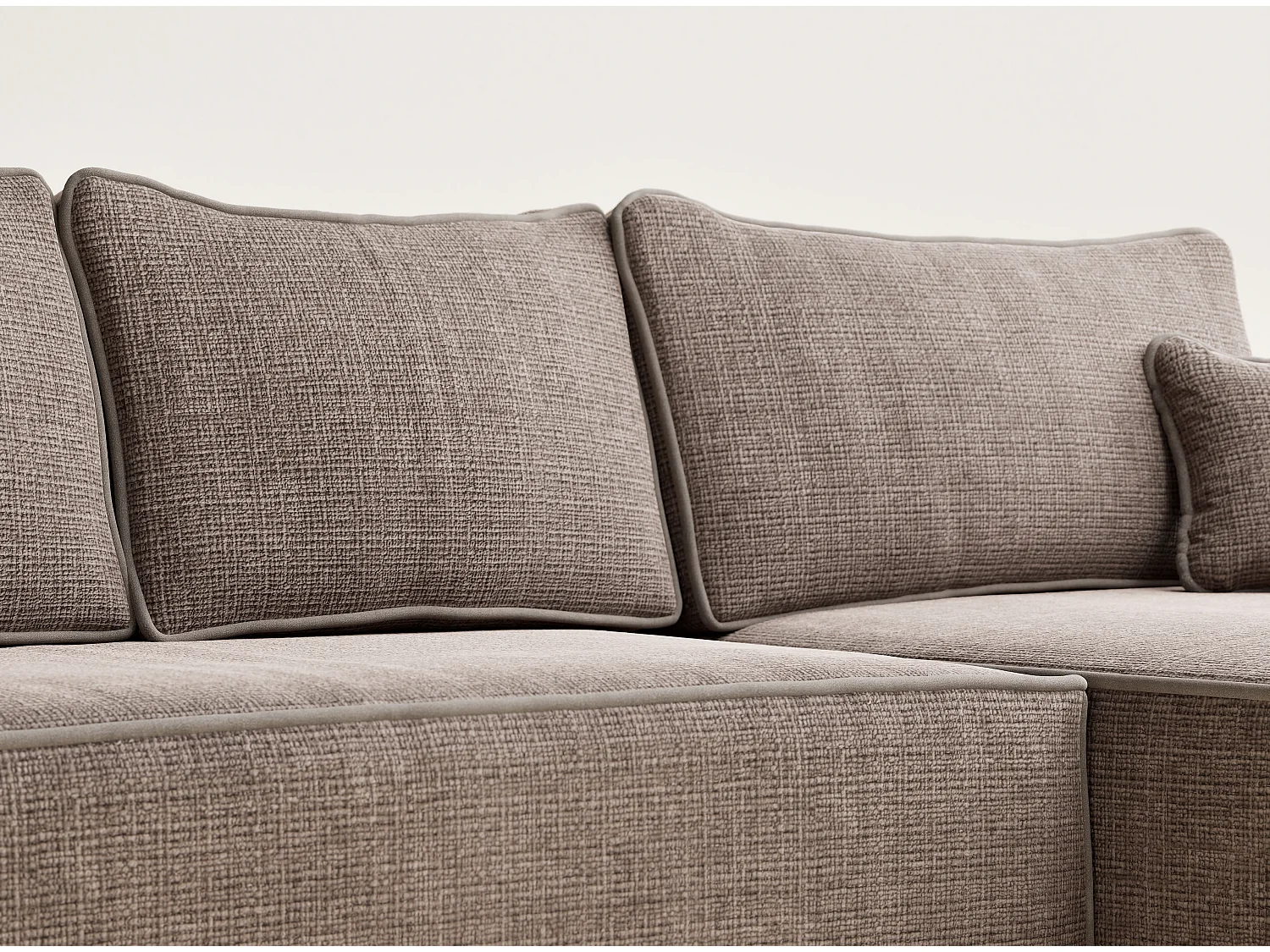 Canapé d'angle droit convertible en tissu chenille brun MODO