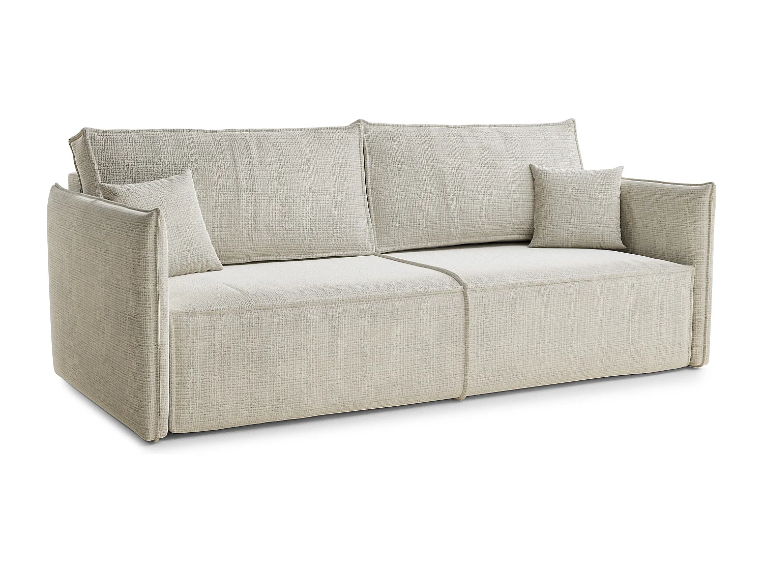 Canapé 3 places convertible en tissu chenille beige gris OBRA