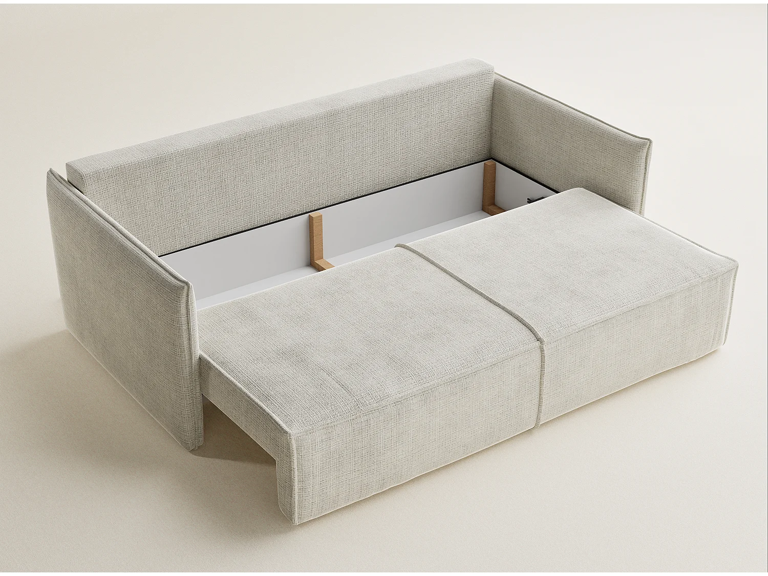 Canapé 3 places convertible en tissu chenille beige gris OBRA