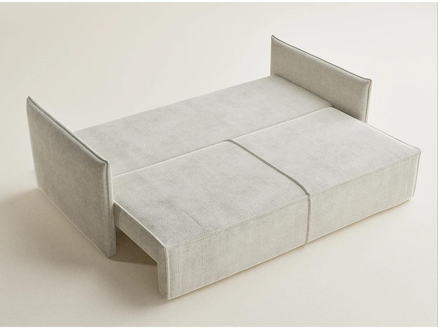 Canapé 3 places convertible en tissu chenille beige gris OBRA