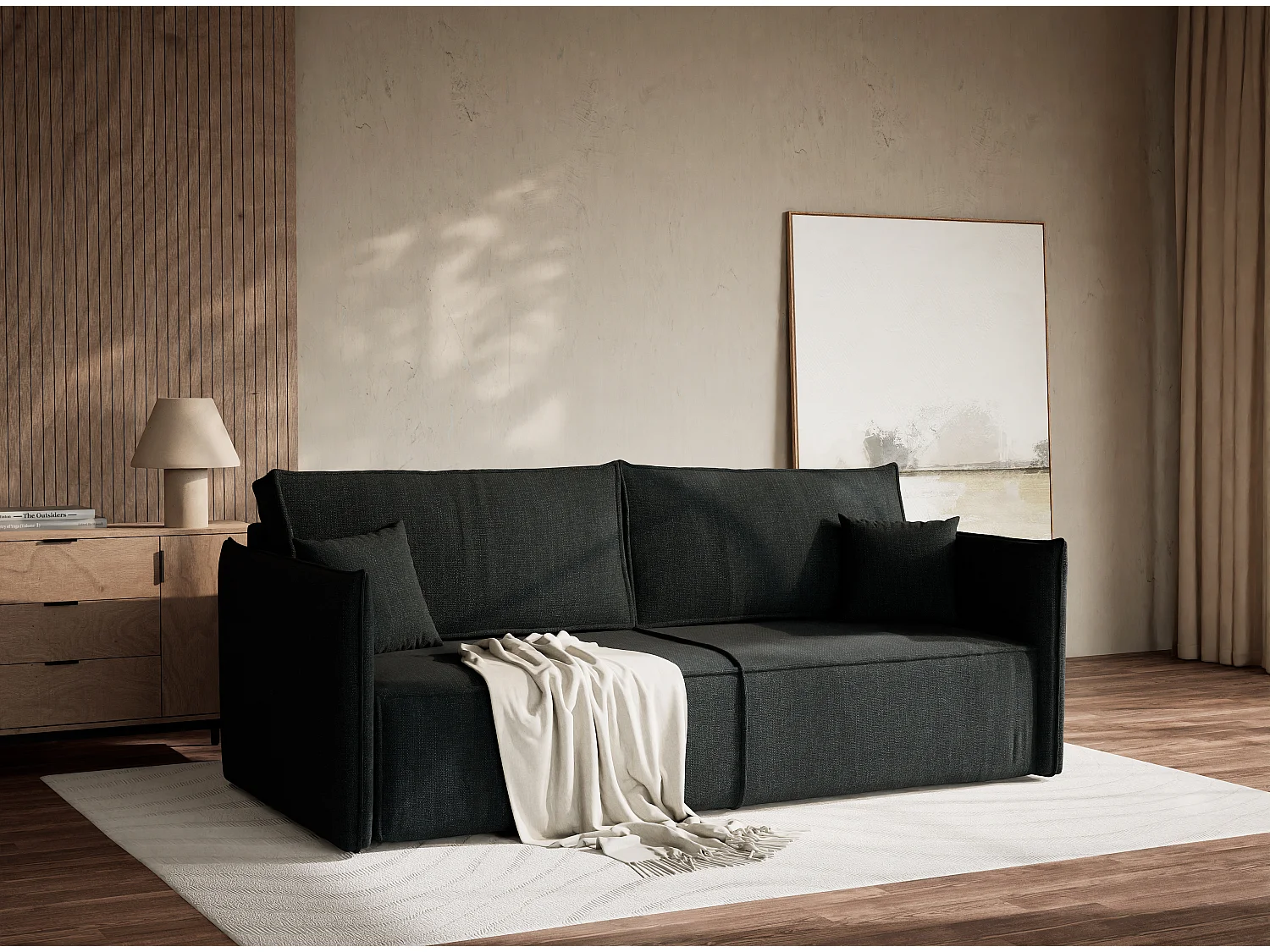 Sofa 3-Sitzer mit Schlaffunktion - Webstoff - türkis - OBRA