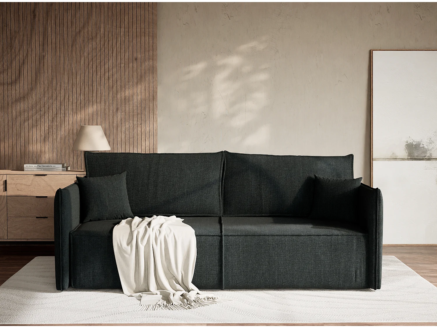 Sofa 3-Sitzer mit Schlaffunktion - Webstoff - türkis - OBRA