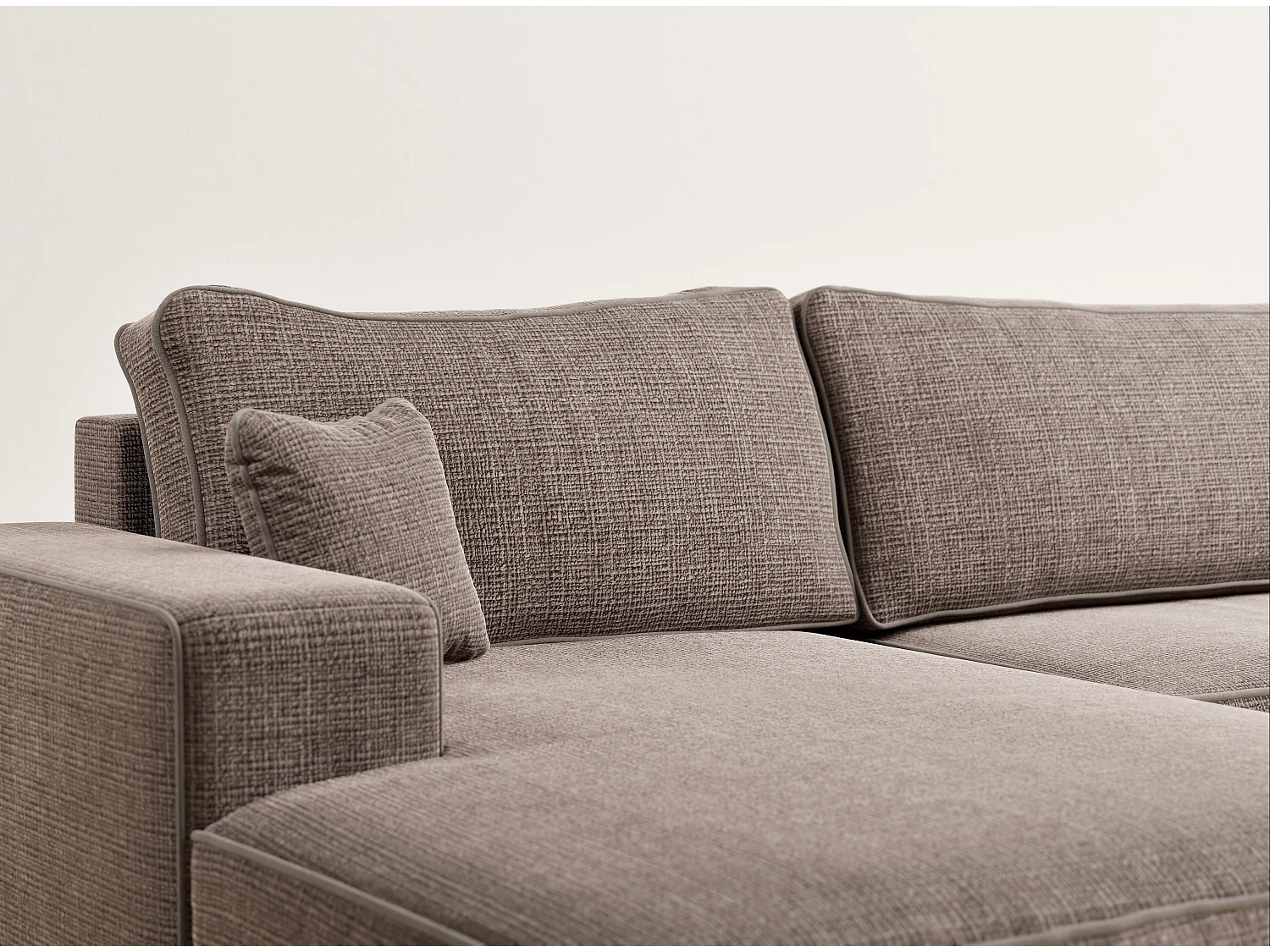 Canapé d'angle panoramique convertible en tissu chenille brun DESEO